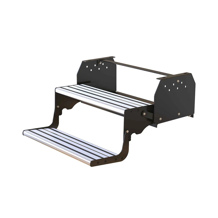 

RV Step Factory Loading 200KG Aluminum Alloy Double Step Manual Double-layer Caravan Step for Truck Trailer Campervan