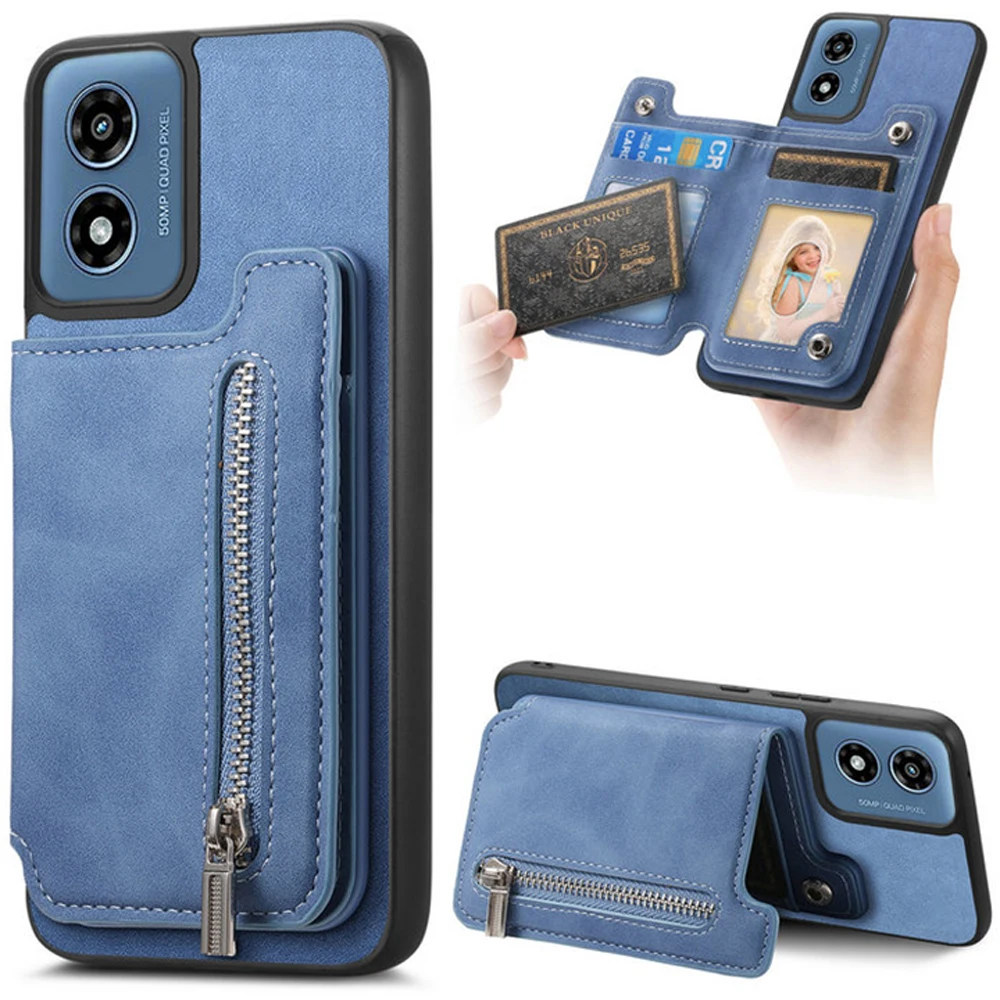 

Роскошный чехол для Motorola Moto G Stylus 5G 2024 2в1, съемный кожаный кошелек на молнии, Funda Moto G Power G Play, магнитная задняя крышка