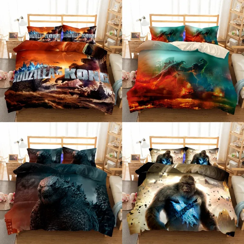 

Комплект постельного белья King Kong Vs. Godzilla в стиле аниме Harajuku с 3D принтом, оверсайз, пододеяльник, наволочка, пододеяльник для спальни, детское постельное белье