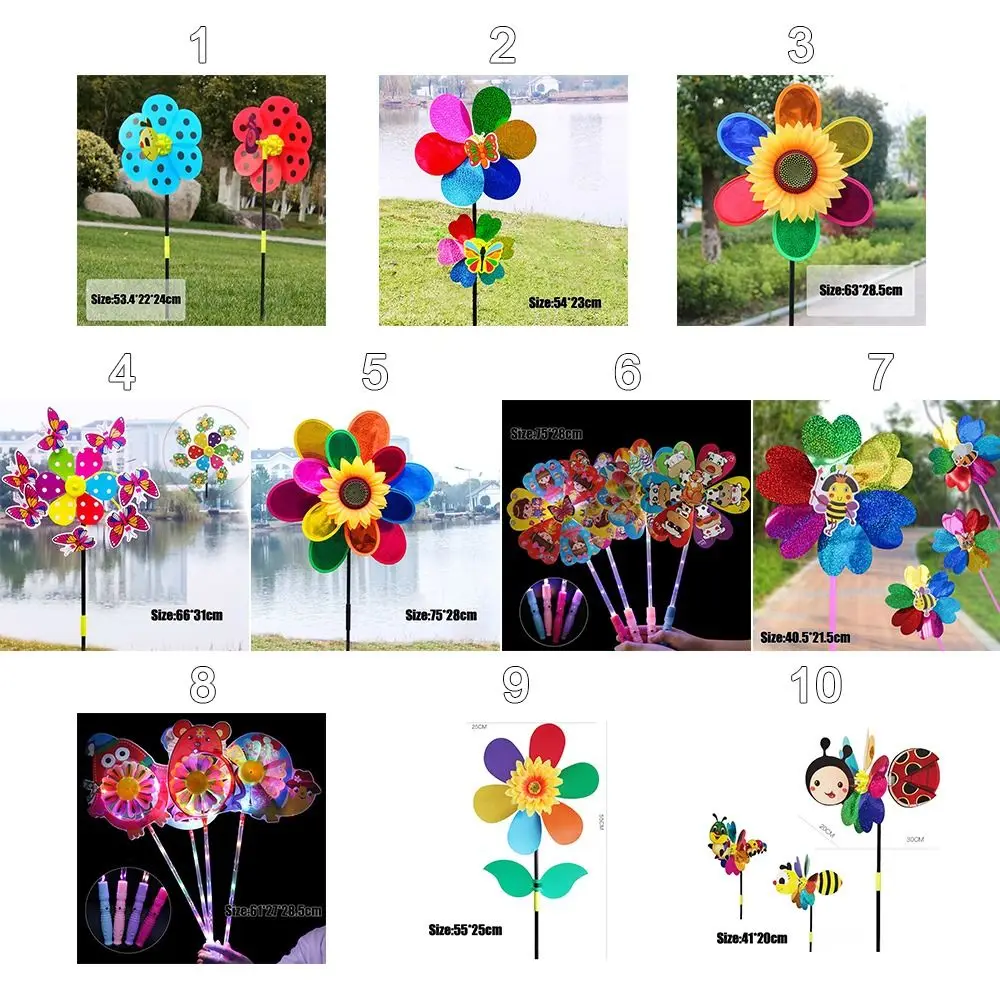 Cartoon Bambini Giocattoli Giocattoli per bambini Girandole a vento fai da te Girasole colorato Mulini a vento Layout Girandole Giocattoli Girandole in plastica