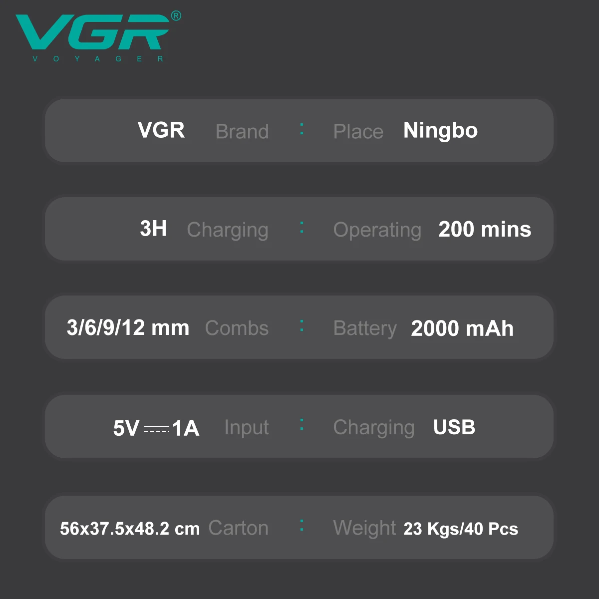 ماكينة حلاقة احترافية للكلاب VGR V-209، ماكينة تشذيب شعر الحيوانات الأليفة الكهربائية، ماكينة تشذيب شعر الحيوانات الأليفة المنزلية، التحكم في العرض الرقمي LED المعدني، دفع الحيوانات الأليفة