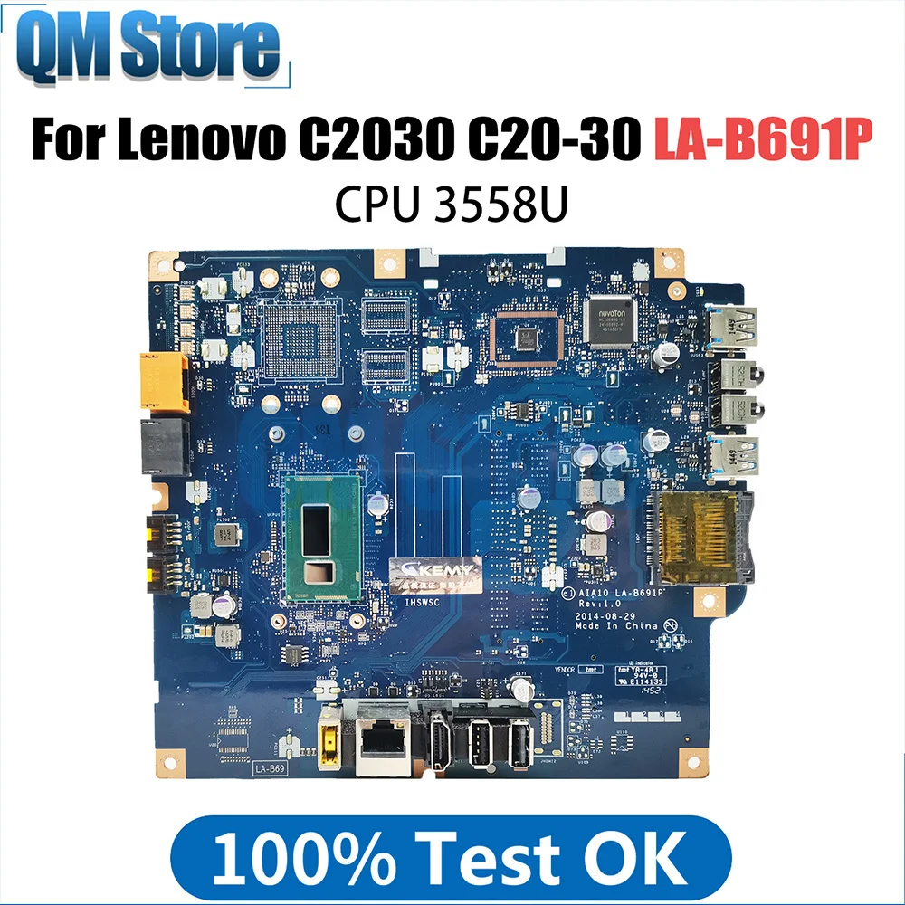 AIA10 LA-B691P Notebook Mainboard For Lenovo C2030 C20-30 Laptop Motherboard with CPU 3558U Fully tested