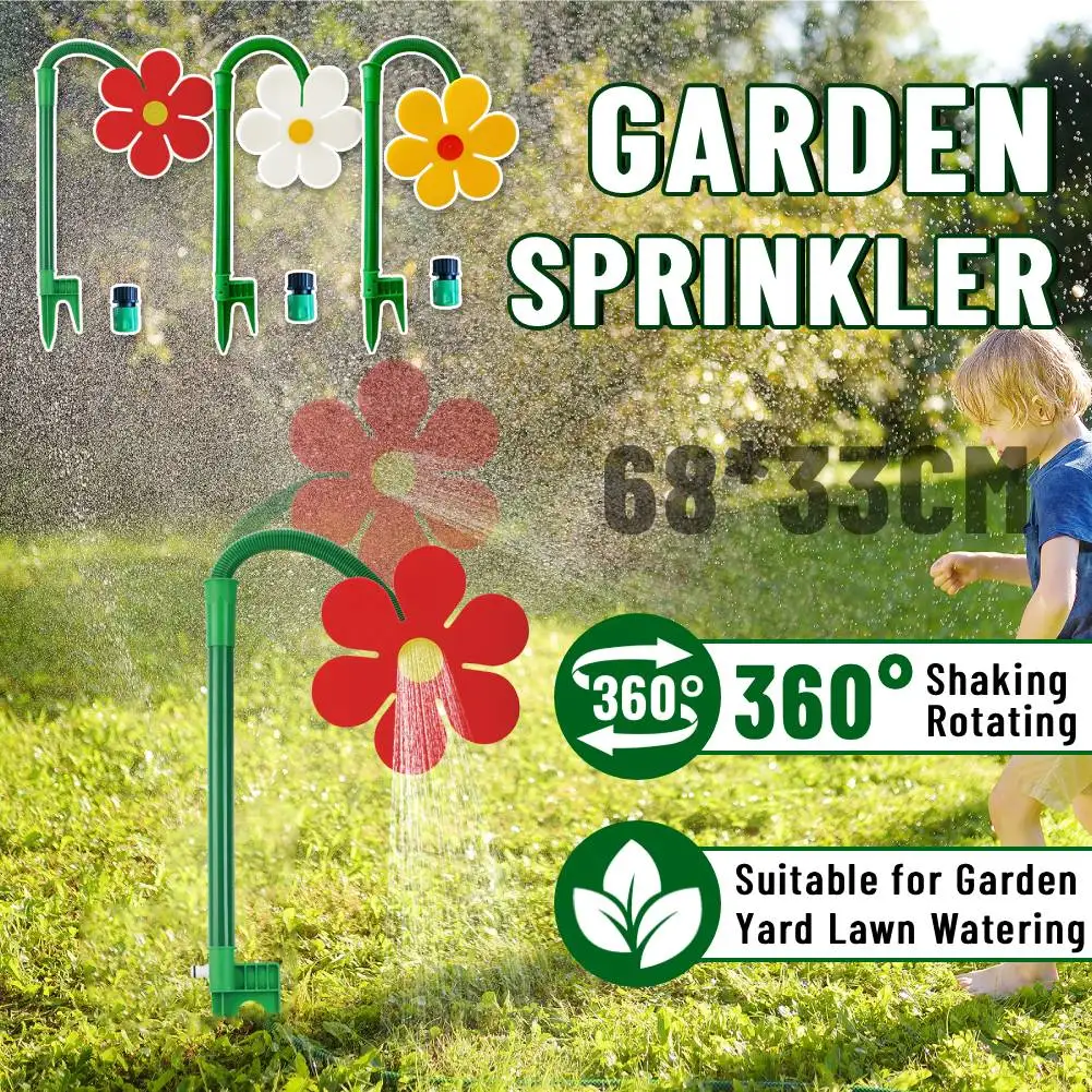 360° Flower Water Sprinkler Funny Sun Flower Dancing Daisy Lawn Sprinkler Garden Sprinklers for Yard Lawn Watering Garden Decor