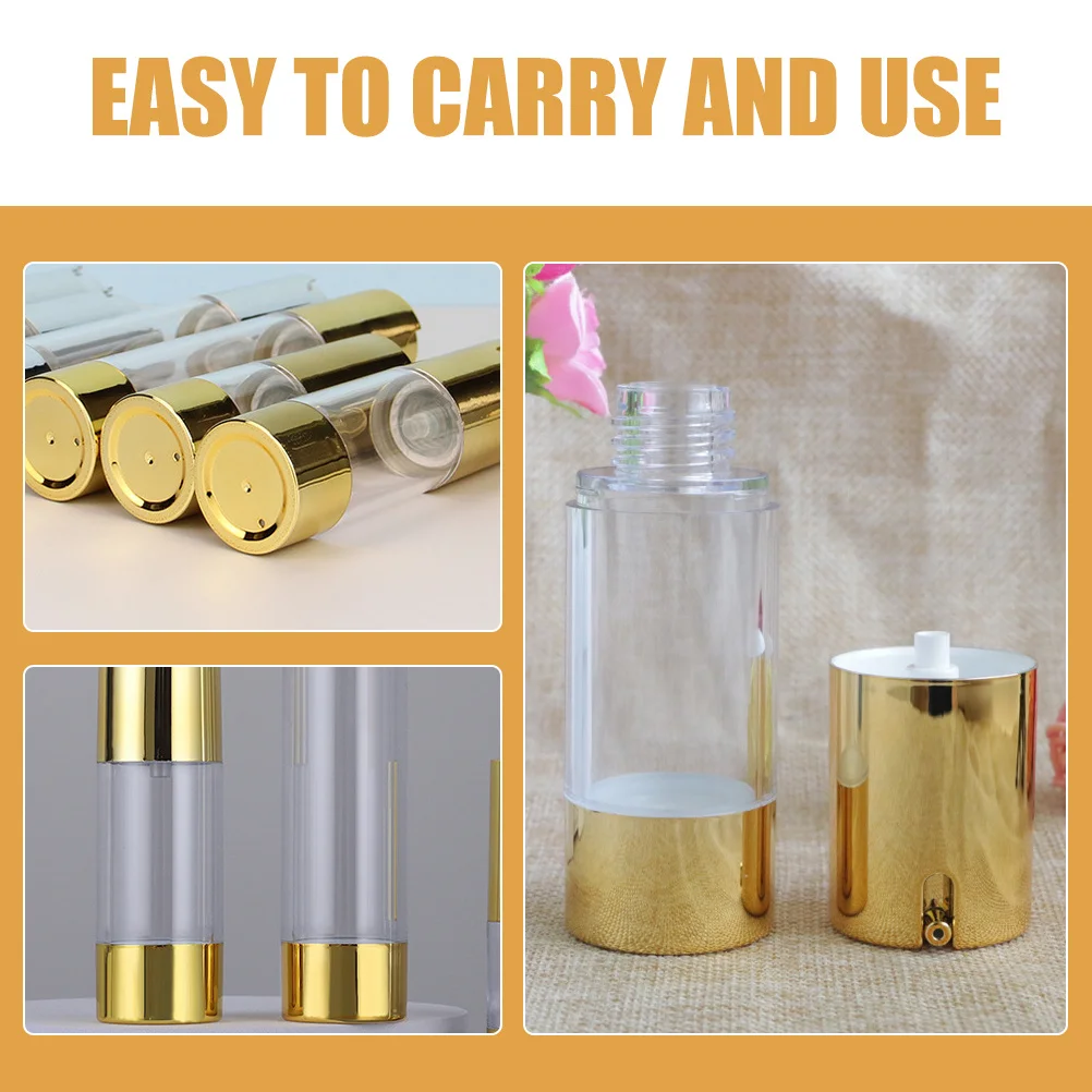 

3Pcs Lotion Bottle Airless Pump Travel Size Refillable Container for Moisturizer Essential Oils Foundation 30Ml Vacuum
