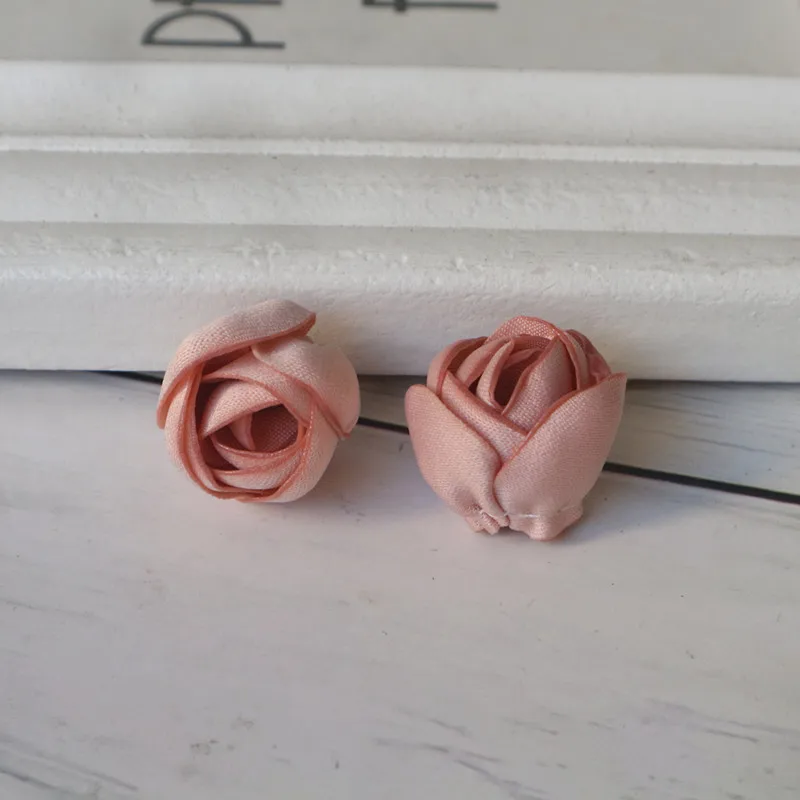 10Pcs 2CM Handmade Satin Fabric Small Rosebud Artificial Fake Flowers For DIY Hair Accessories Wedding Dress Clothing Hats Decor