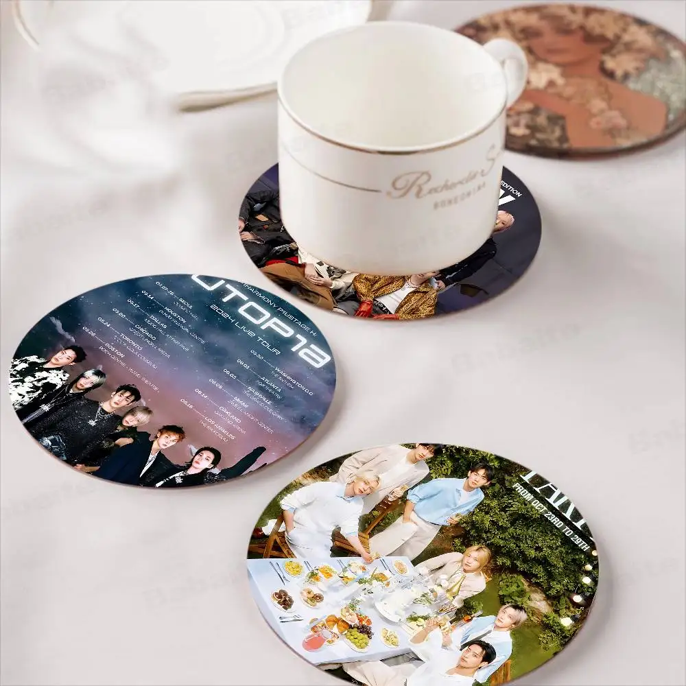 Male singing group P-P1HarmonyS KPOP Natural Wood Coaster Creative Absorbent Cushion Coffee Mug Bowl Cushion Insulation Cushion
