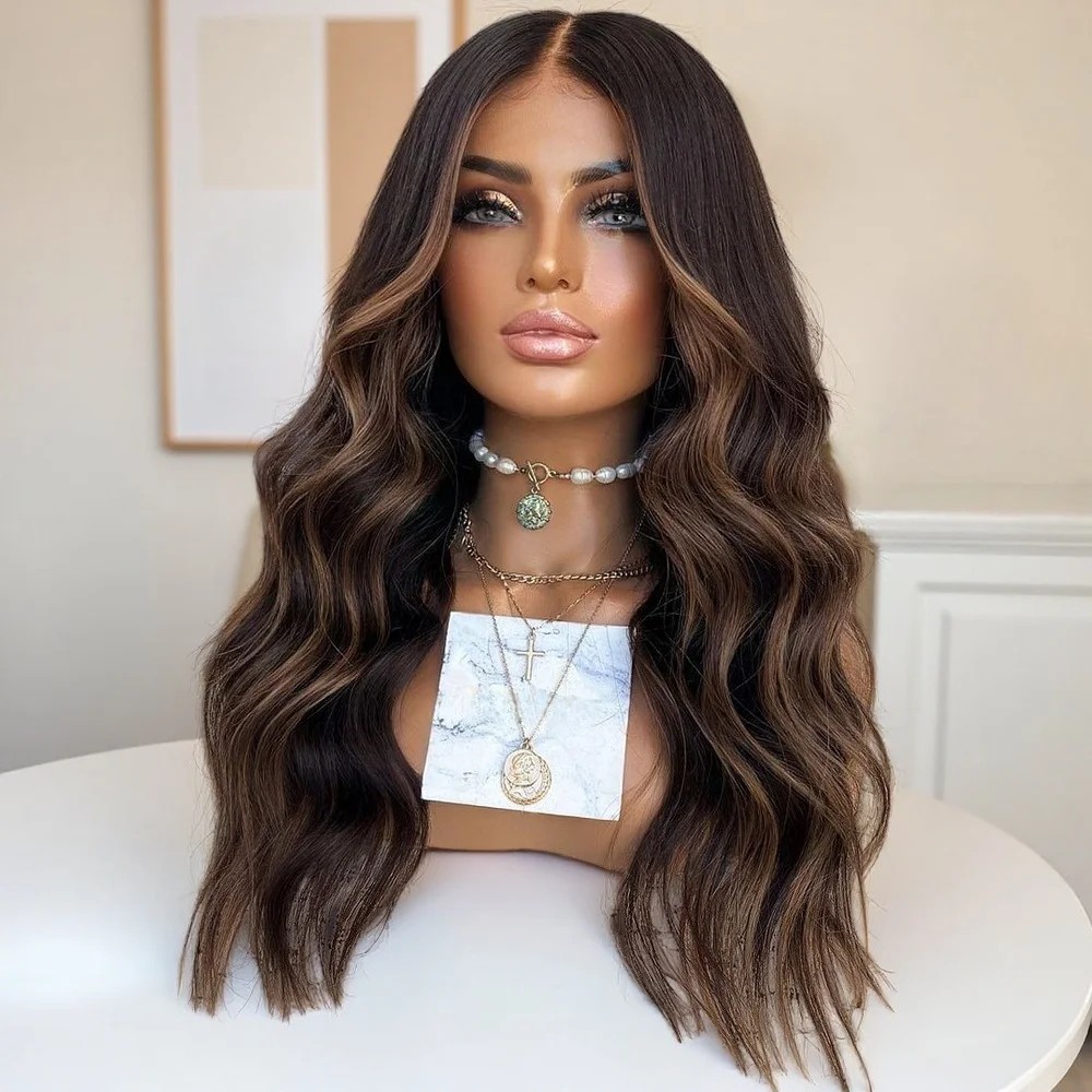 

Длинные волнистые синтетические парики с мелированием медово-русого цвета для белых женщин, без клея, с предварительно выщипанными линиями роста волос, из термостойкого волокна.