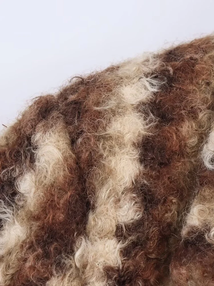 European style new women's fashion versatile temperament simple loose woolen loose type long sleeve lapel jacket