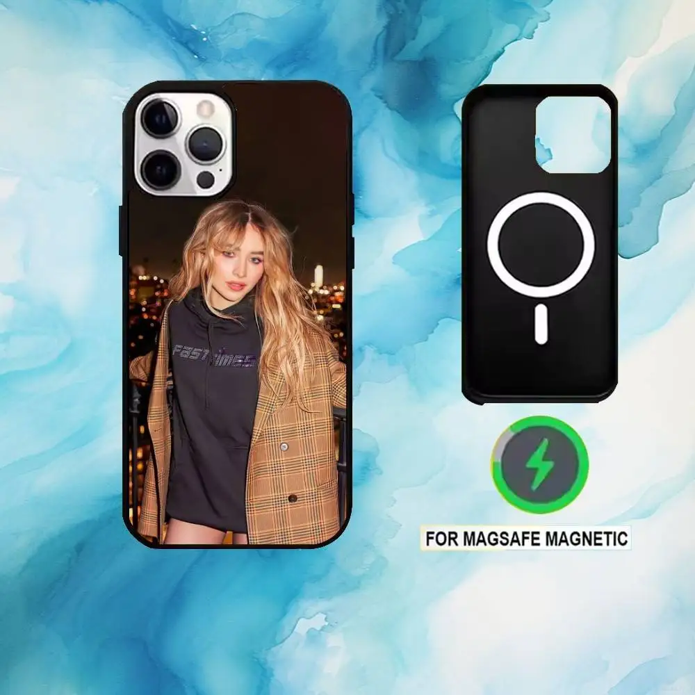 S-Sabrina Singer Timmerman Telefoonhoesje voor iPhone17,16,15,14,13,12,11 Plus, Pro Max Magnetisch Magsafe Draadloos opladen