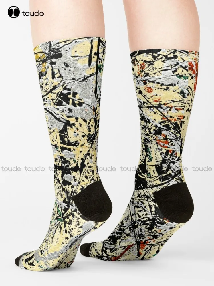 Number 32 - Jackson Pollock Socks White Socks Mens Streetwear Harajuku Personalized Custom Unisex Adult Teen Youth Socks Retro