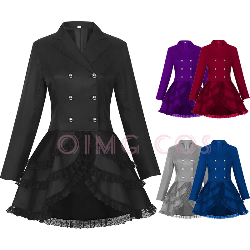

Gothic women's outerwear plus size short lace trimmed performance stage wear Coat Clothing Tailcoat