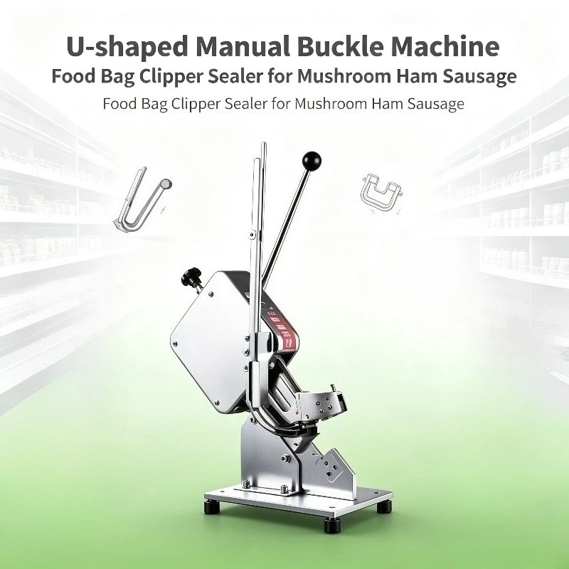 U-Shaped Manual Buckle Machine, Food Bag Clipper Sealer for Mushroom Ham Sausage Supermarket Packaging