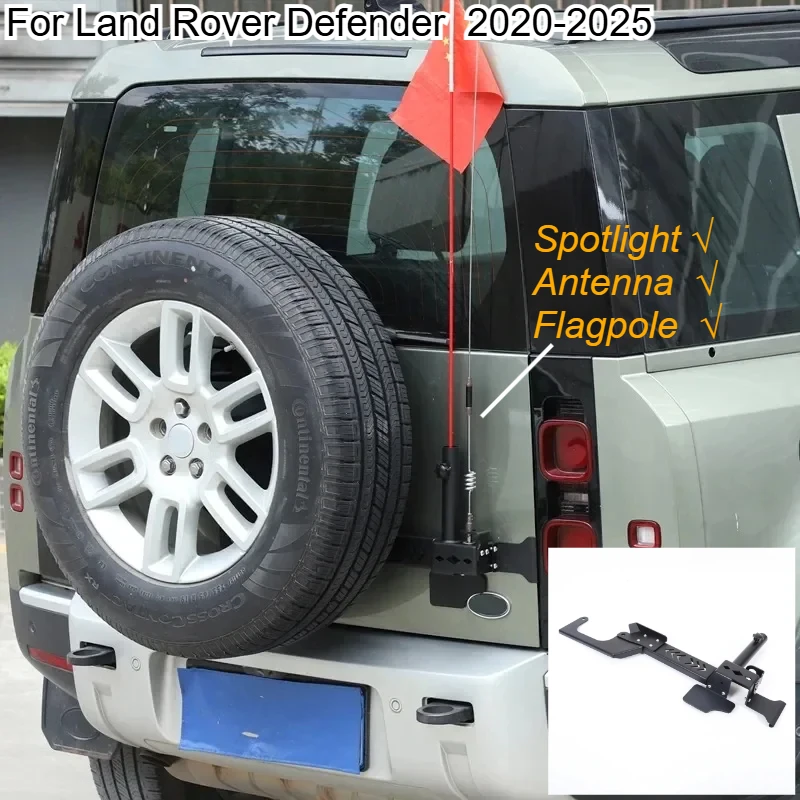 

Fit For Land Rover Defender 90 110 130 2020-2025 Stainless Steel Black Car Tailgate Flag Pole Antenna Bracket Car Accessories