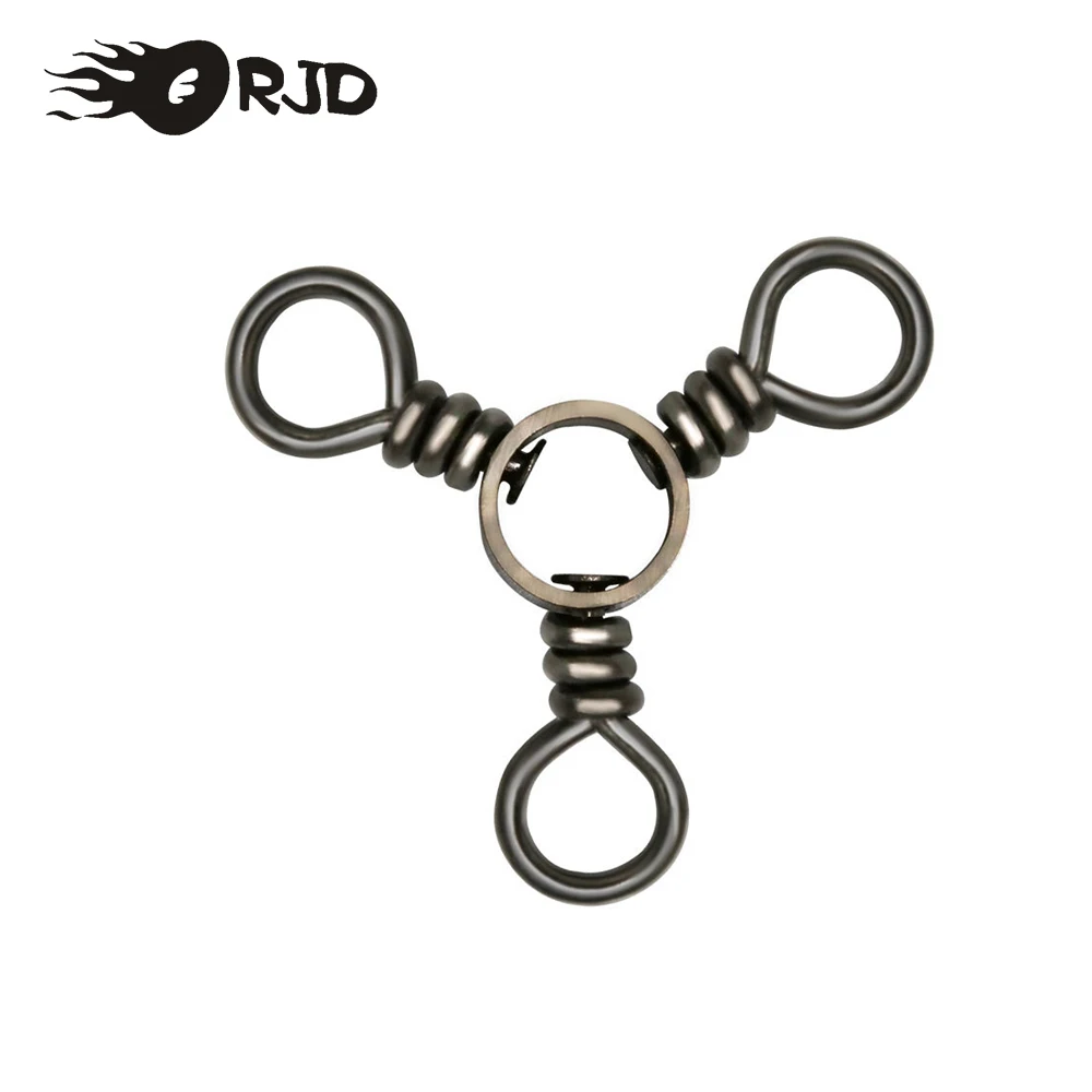 

ORJD 50pcs 3 Way Fishing Swivel Rolling Triangle Joint Swivels Fishhooks Lures Connector Barrel Swivels Stainless Steel