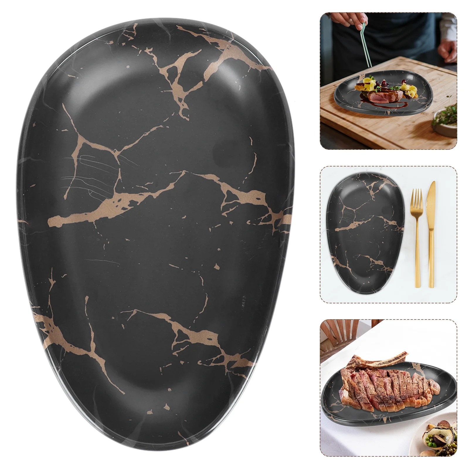 

1 шт., пластиковая тарелка для стейка с мраморной текстурой, креативная посуда в стиле вестерн, тарелка для закусок, поднос для хранения еды для ресторана