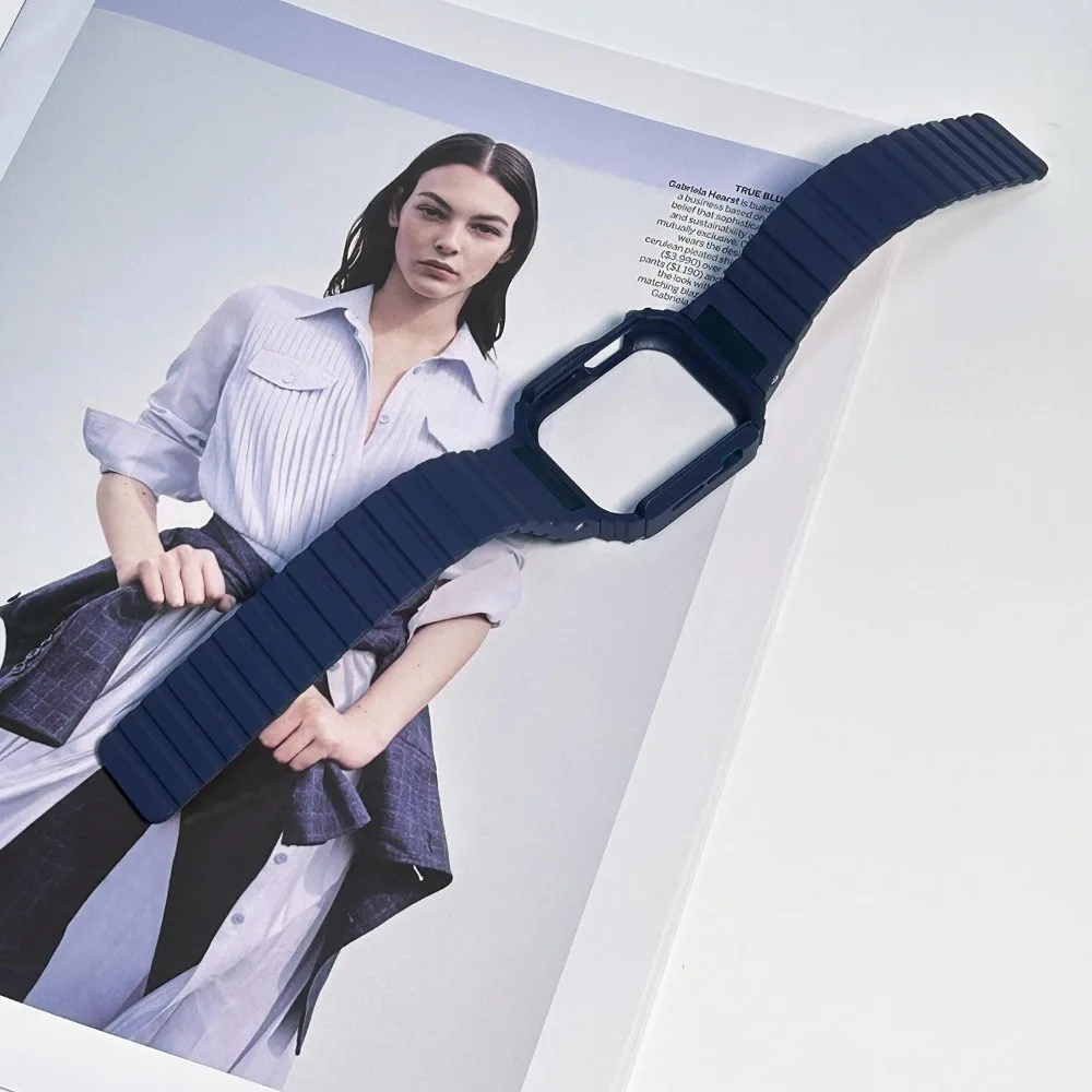 Case+Strap for Apple Watch 45mm 44mm 49mm 42mm 38mm 41mm40mm Magnetic Silicone Wristband iWatch Series Ultra 9 8 7 6 5 3 SE Band