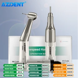 Dental Low Speed Handpiece Kit AZDENT Air Motor Push Button Contra Angle Straight Handpiece External Water Spray