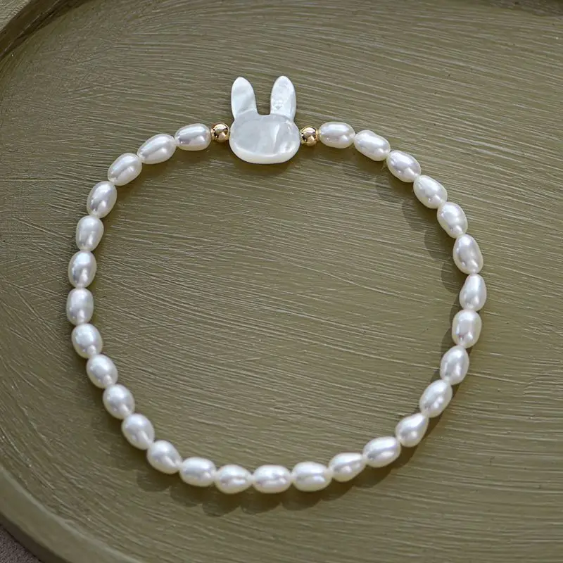 100% Natural Freshwater Pearl Sweet Rabbit Animal 14K Gold Filled Female Bracelet Promotion Jewelry For Women Cheap Gifts