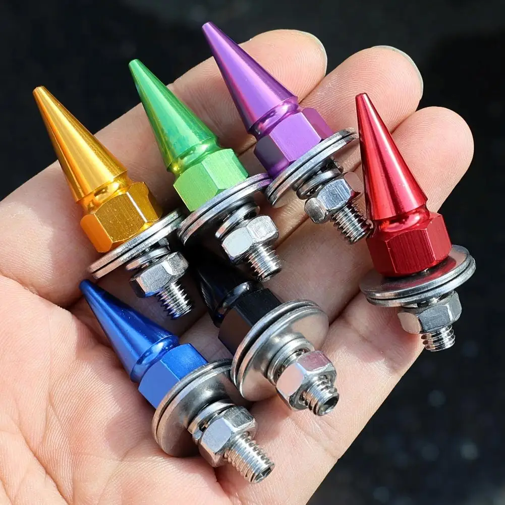 M6 License Plate Fixing Plate Screw M6 Threaded Pointed Aluminum Alloy Fasteners Colorful Universal Car Styling Gasket