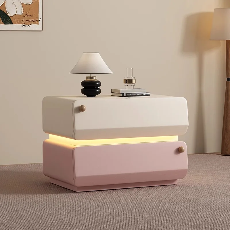 

Solid Wood Bedside Table for Kids No Assembly Needed Vintage Cream Modern Minimalist Luxury Home Bedroom Storage Cabinet for