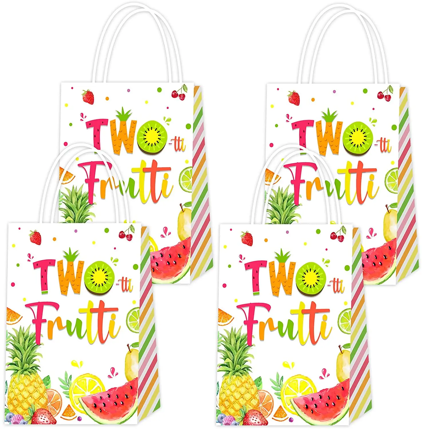 Twotti Fruity Party Favor Bags, Summer Fruit Themed, 2nd Birthday Supplies for Girls, Twotti Frutti Candy, Goodie Bags, 16Pcs