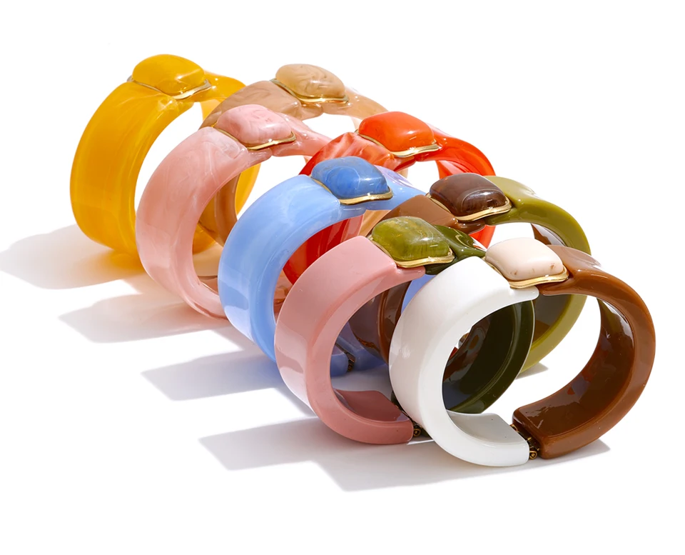 Yhpup 63mm Wasserdichtes Harz-Acryl Mode-Armband 2026 Helle Farbe Sommer Edelstahl Statement-Schmuck Accessoire – Detail 2