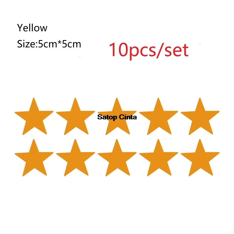 10pcs/set Star Shape Reflective Stickers Warning Safety Reflectors Tapes Waterproof Self-Adhesive Decal For Motorcycle Car Truck