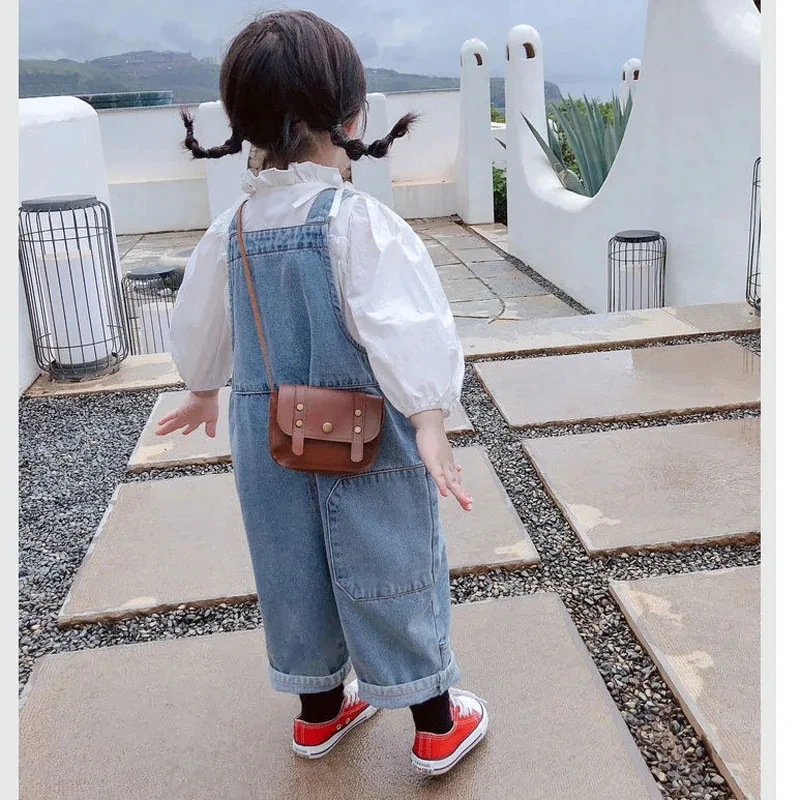 Solid Color Jeans Children Overalls Casual Pants Children\'s Fashion Jeans Outer Wear Baby Spring Autumn Children Overalls