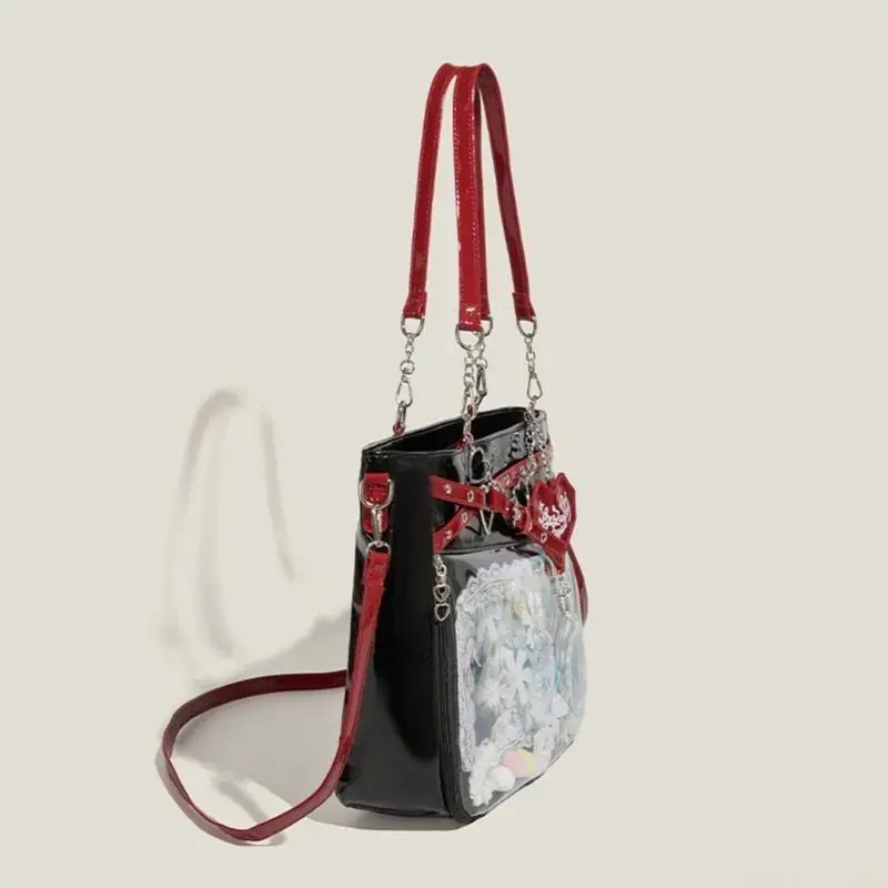 

X90D Heart Chain Shoulder Bag Japanese Anime Culture Bag With Adjustable Strap for Unique Decoration And Everyday Use