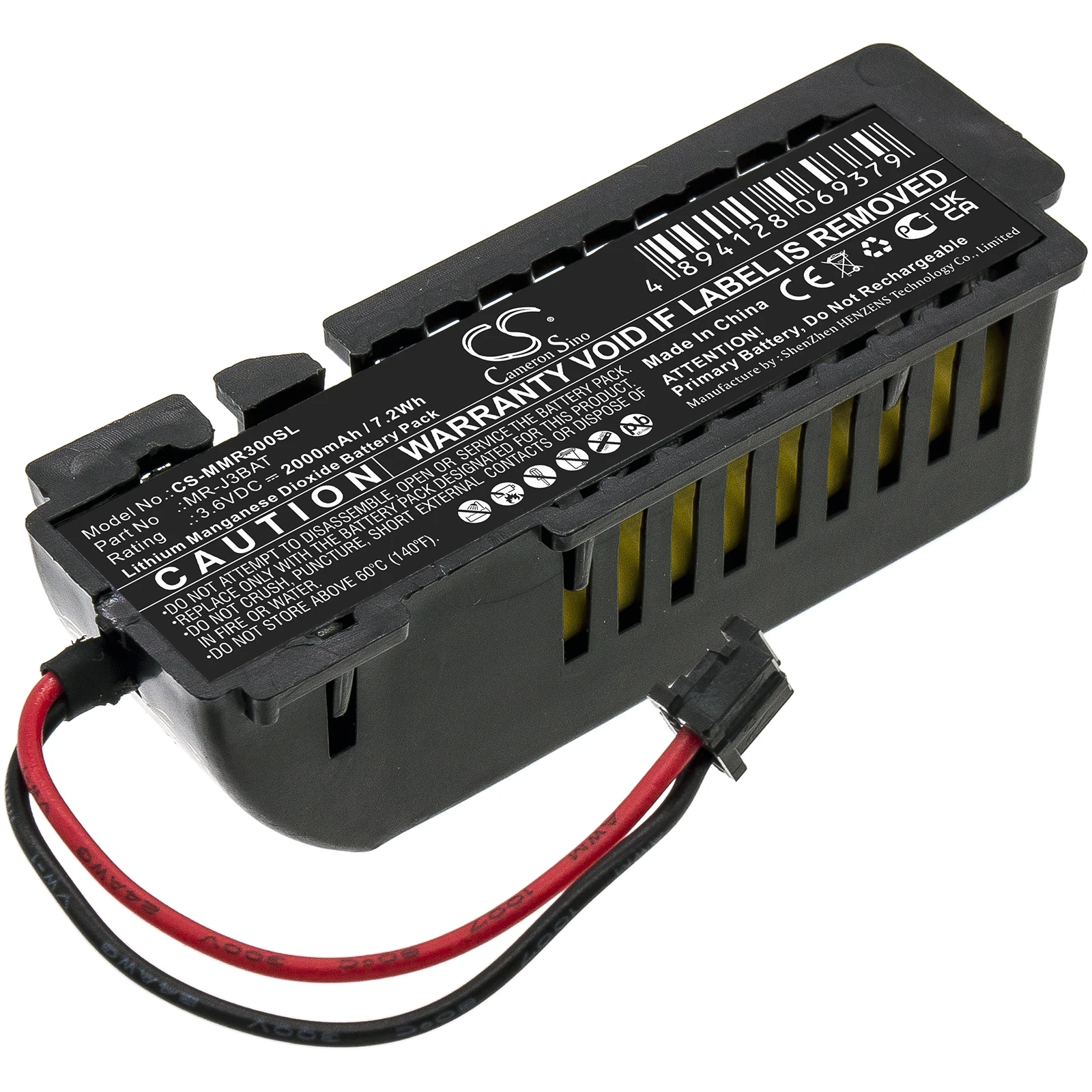 Replacement Battery for Mitsubishi  MelServo MR-J3-B4, MelServo MR-J3-T, MelServo MR-J3-T4 MR-J3BAT 3.6V/2000mAh/7.2Wh