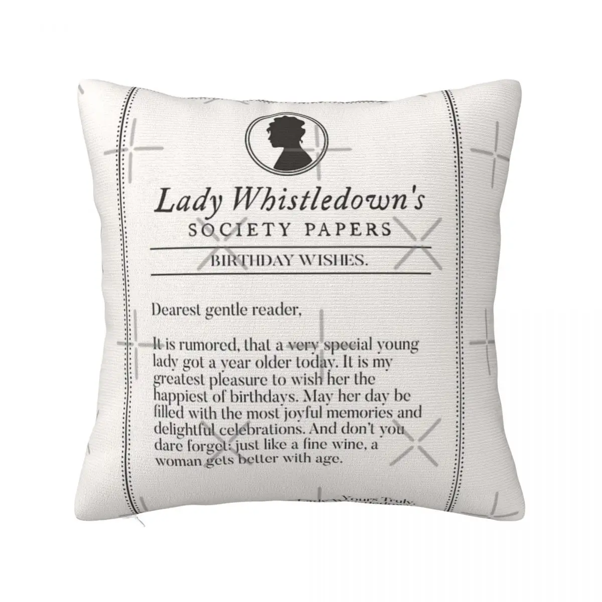 Happy Birthday From Lady Whistledown Home Cushion Covers Throw Pillow Covers Pillow Case Pillow Cover