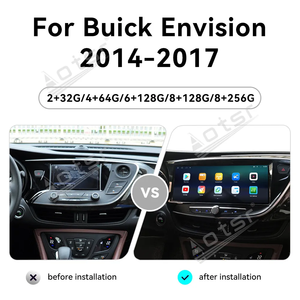 12.3 inch Touch Screen Android 14 For Buick Envision 214-2017 Car Radio Wireless Carplay GPS Stereo Player Navigation Device