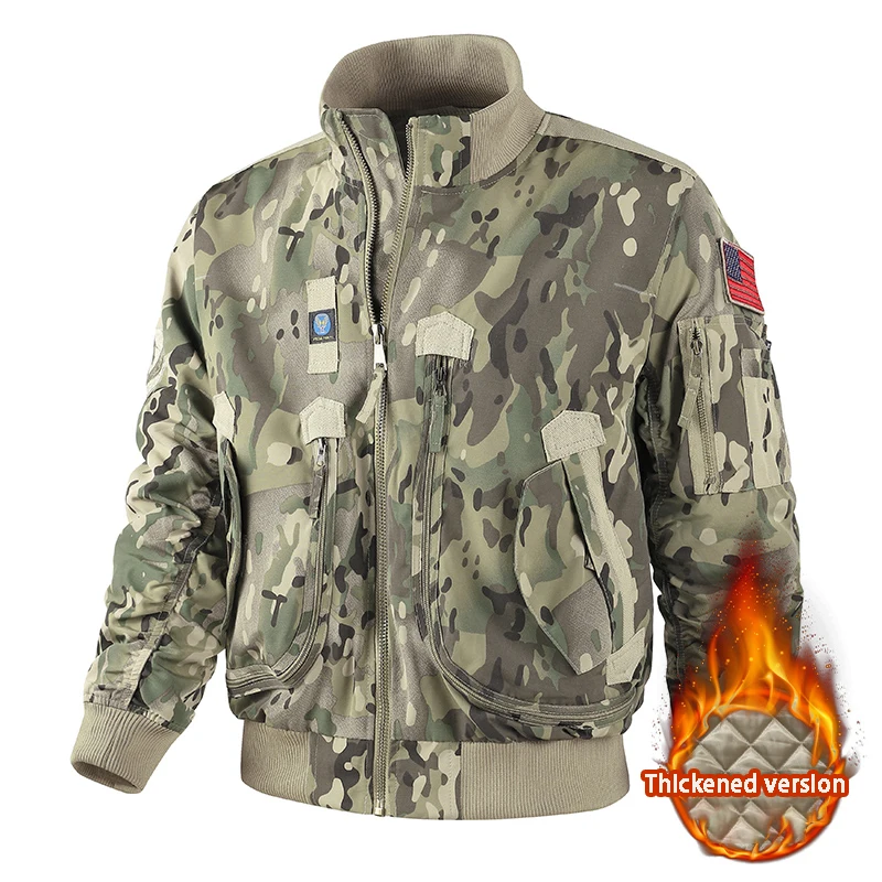 MA-1 American workwear pilot jacket men's autumn and winter thick baseball jacket fashionable camouflage men's fan cotton jacket