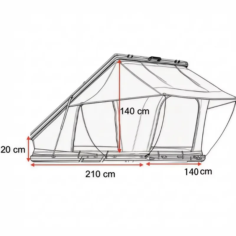 4 Person Rooftop Tent Overland Hard Shell SUV Four-Season Camping Tent W/ 3000mm Waterproof Fabric Foldable Double Layer