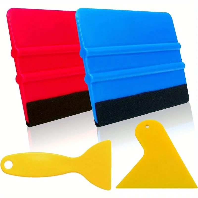Felt Edge Squeegee 4pcs Vinyl Wrap Tool Car Window Tint Kit Car Straight Scraper Tool for All Vinyl Wrap Window Tint Film