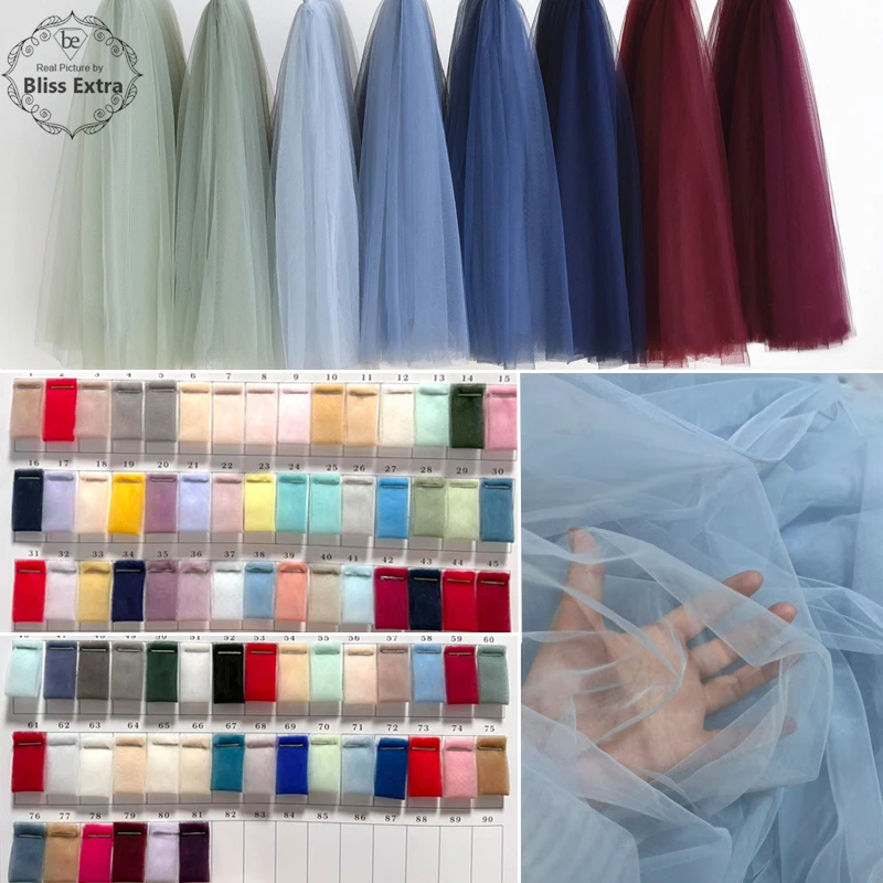 Blue Burgundy Soft Tulle Fabric Wedding Celebration Curtain Clothing Sage Mesh Layout Chair Back Yarn Net DIY Sewing Material