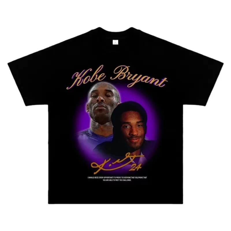 Kobe Bryant #24 Tribute T-Shirt Breathable Cotton Short Sleeve Loose Crew Neck Punk Sport Streetwear for Men & Women