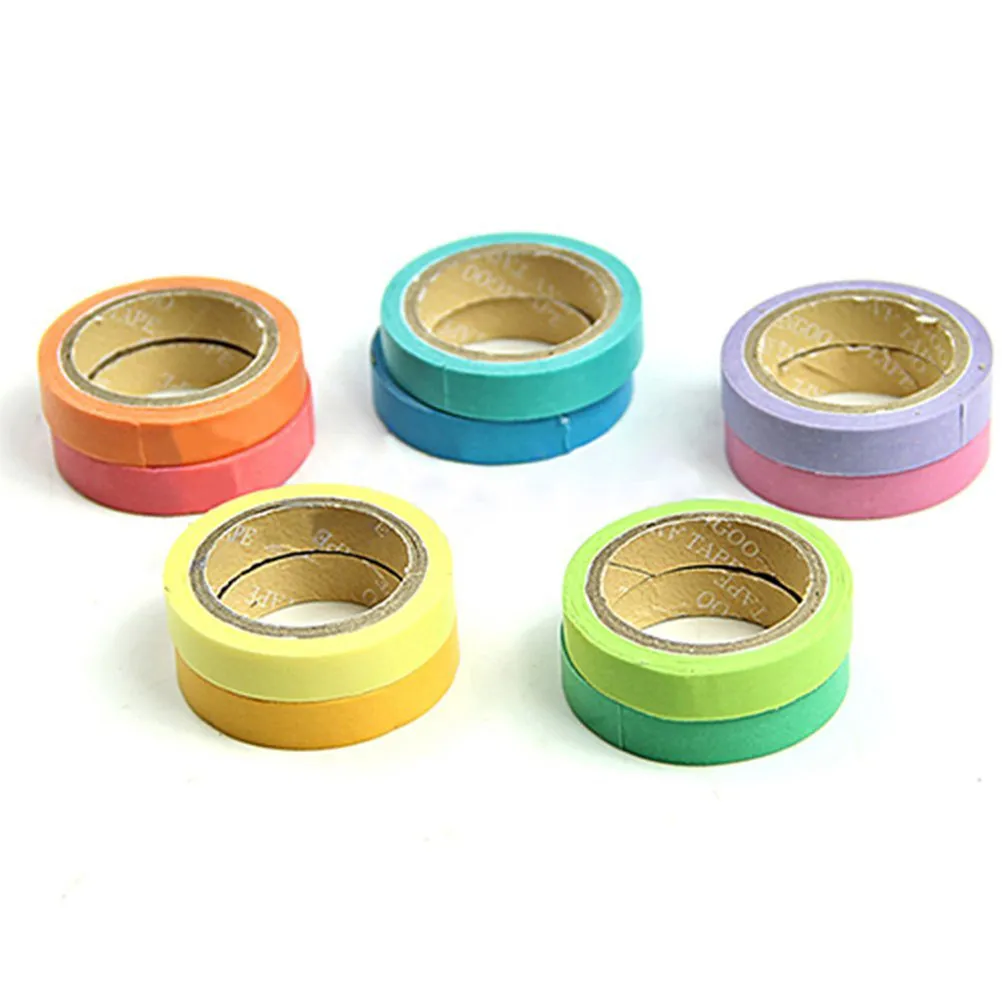 10Pcs Rainbow Washi Tape Masking Adhesive Decorative Paper for DIY Scrapbooking Notebook Diary Photo Album Journal Art