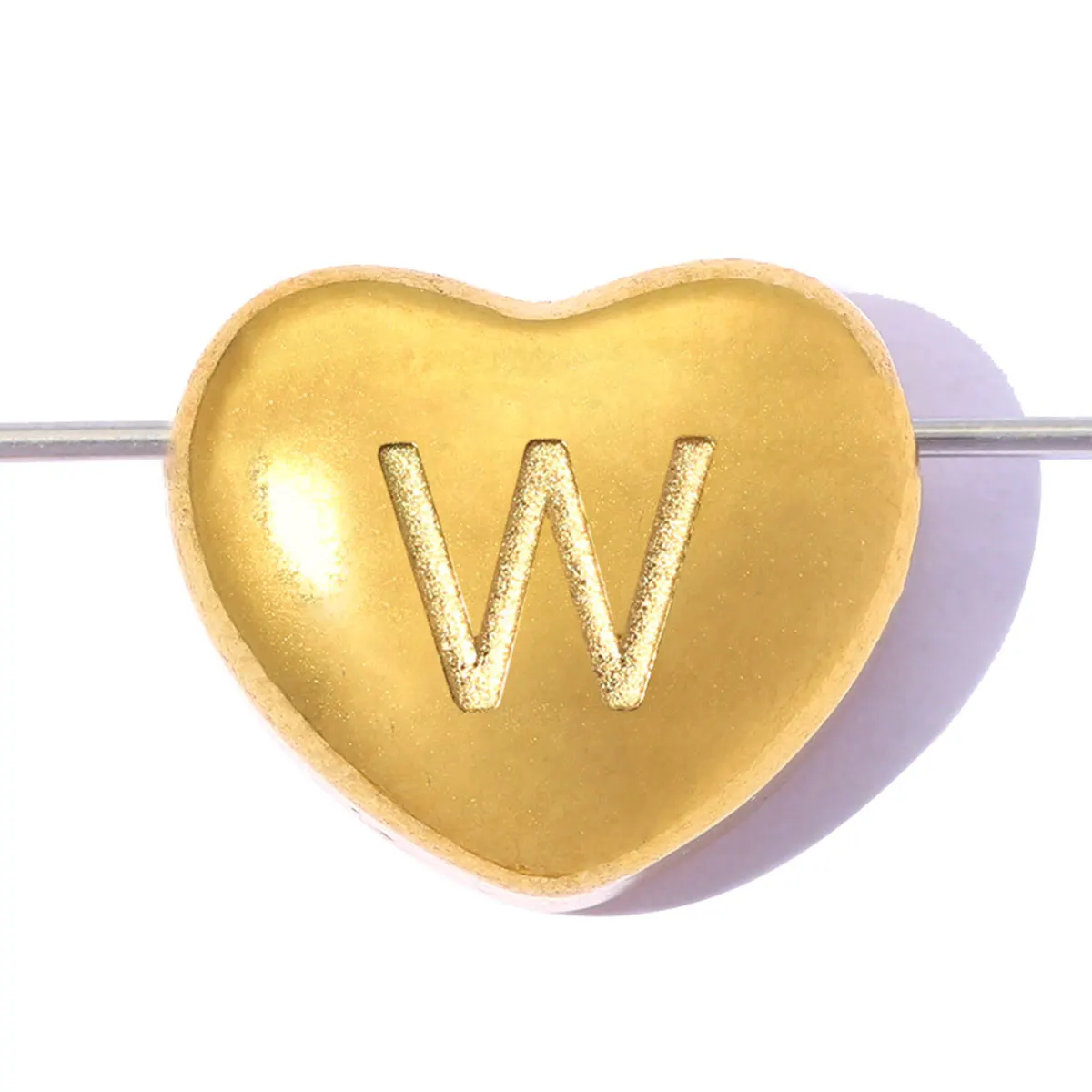 3Pcs/Lot Stainless Steel 2.6mm Hole Gold Color Heart Etching Alphabet Letter Beads A-Z DIY Fashion Jewelry Findings Wholesale