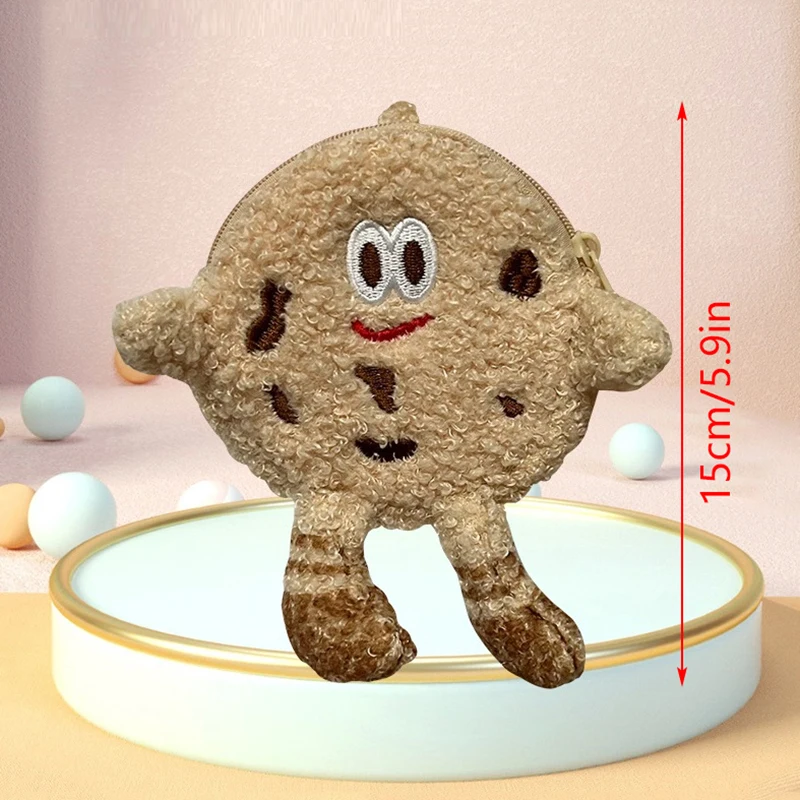 Cartoon Cookies Coin Purse Portable Card Bag Lipstick Bag Plush Small Wallet Keychain Bag Pendant Headset Storage Bag Student