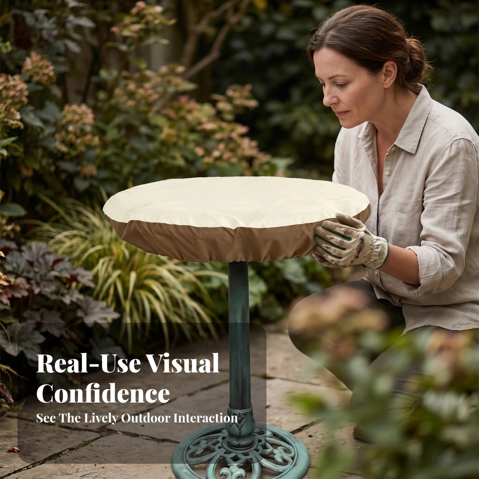 Fitted Bird Bath Cover Elastic Hem Bird Bath Cover Shallow