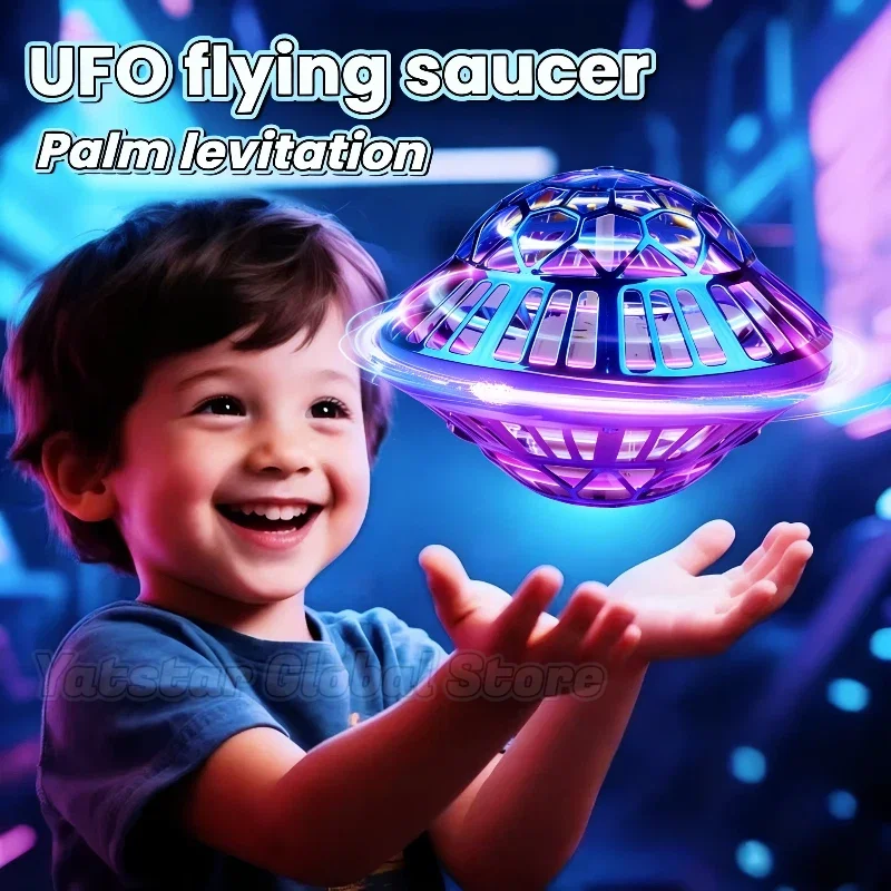 Palla volante nera intelligente con rilevamento UFO per bambini, giroscopio con punta delle dita con piattino galleggiante, giocattolo in bilico, regali da gioco per interni ed esterni