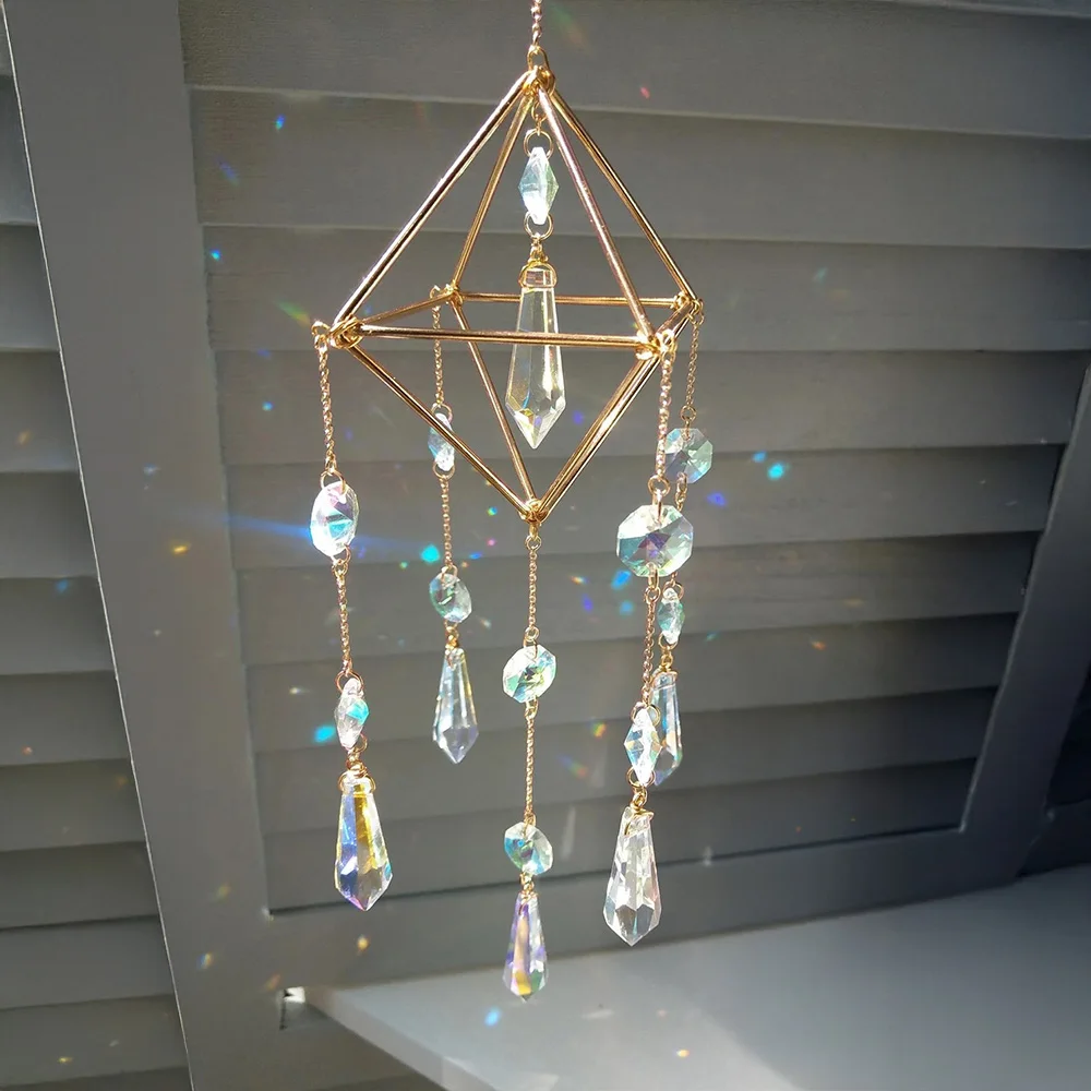 1Pc Glass Hanging Crystal Wind Chime, Light Catcher, Sun Catcher Window Hanging Decoration, Bedroom Wind Chime Pendant Wall Decoration Pendant
