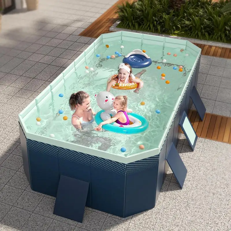 Piscina de PVC espessada, não inflável, dobrável, fácil de configurar, brinquedo de banho familiar, grandes piscinas, ao ar livre, toda a família