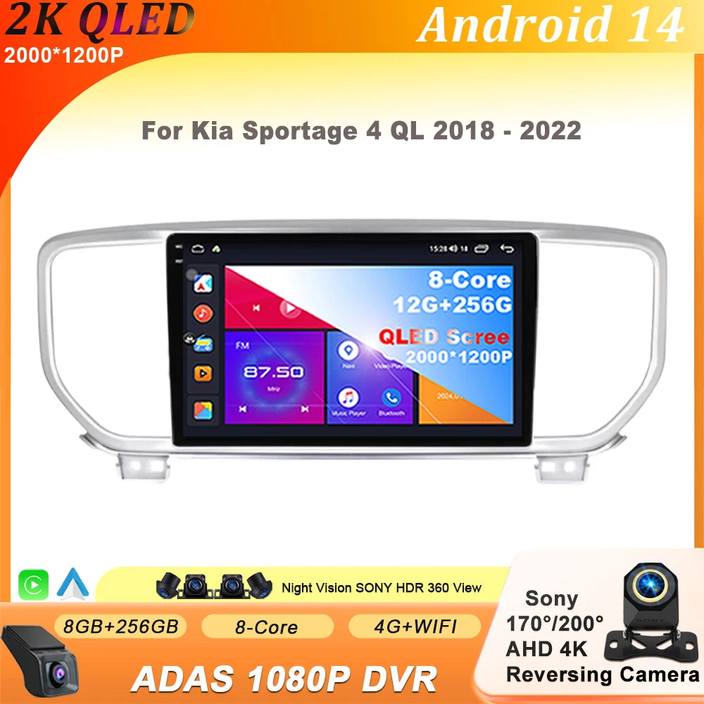 

Android 14 For Kia Sportage 4 QL 2018 - 2022 Carplay Autoradio Car Multimedia Video Player 8 CORE IPS QLED Navigation GPS