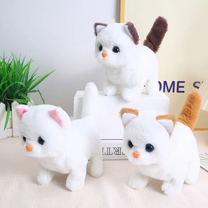 

2026 Детская интерактивная плюшевая игрушка-котенок, издающая звуки, электронная кукла-питомец, для ползания малышей, подарок на день рождения, товар для выставок.