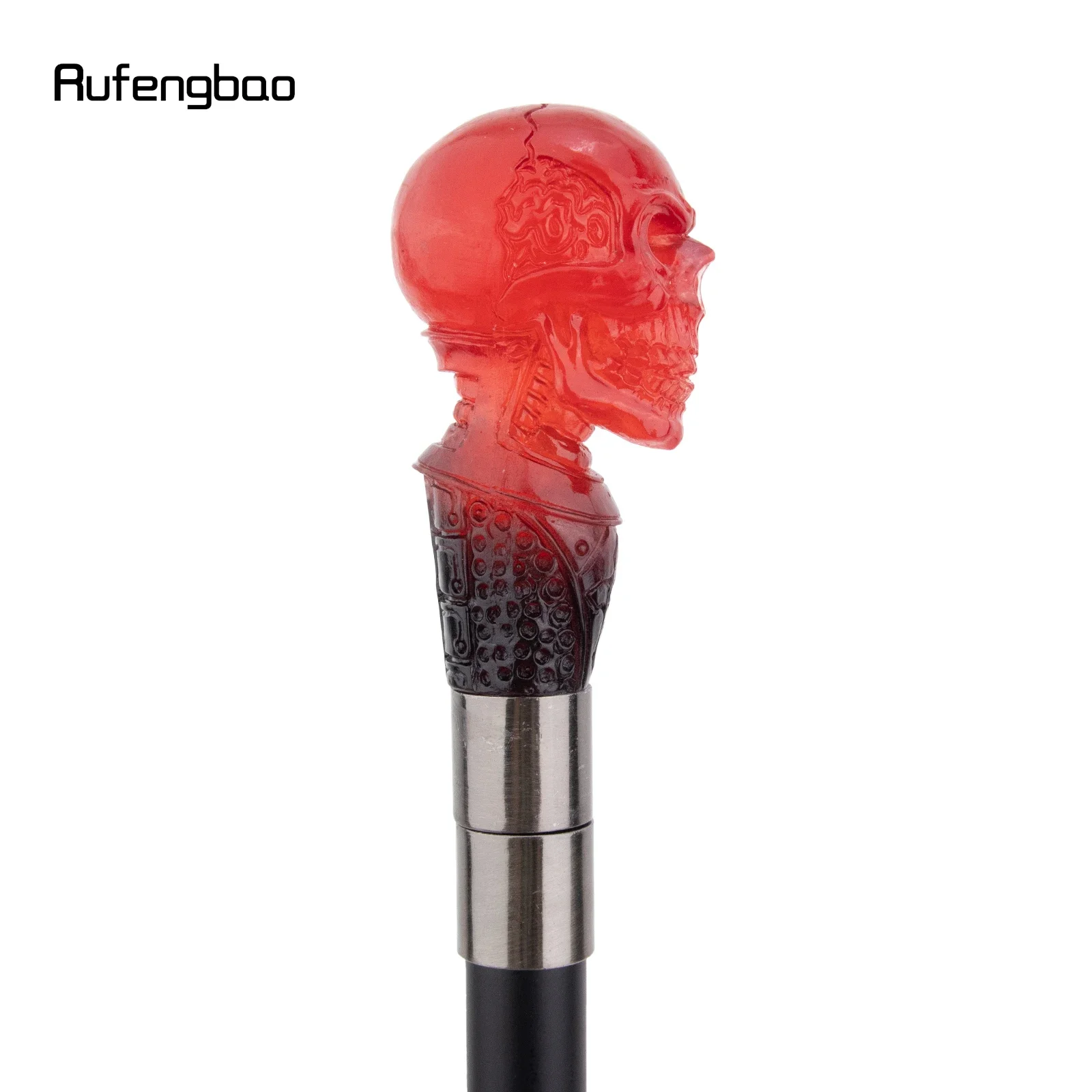 Red Transparent Resin Flower Skull Head Walking Cane Fashion Decorative Steel Stick Gentleman Performance Stage Cane 93cm view 6