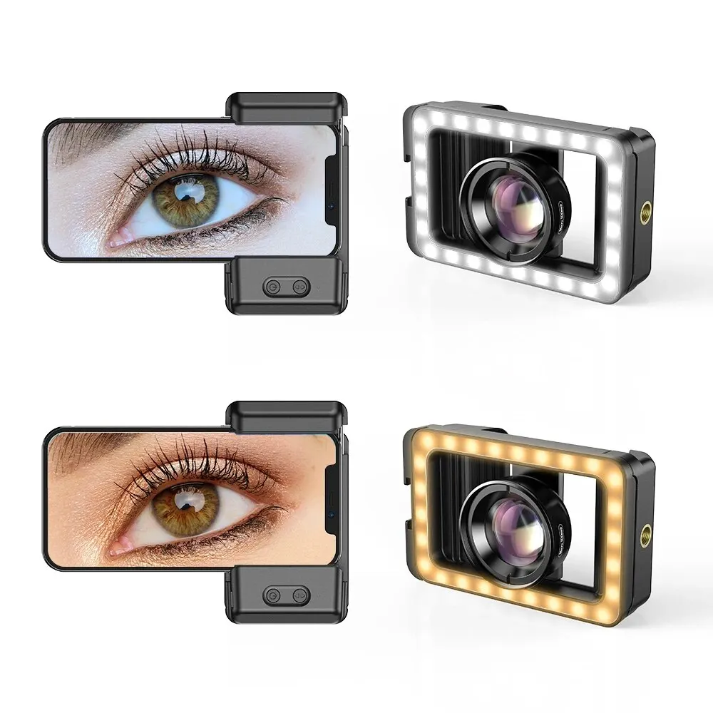 APEXEL جديد Upgrated 4k HD مع عدسة ماكرو عالمية مع مصباح ليد ملئ بمشبك عدسات صغيرة لهاتف آيفون وسامسونج جميع الهواتف الذكية
