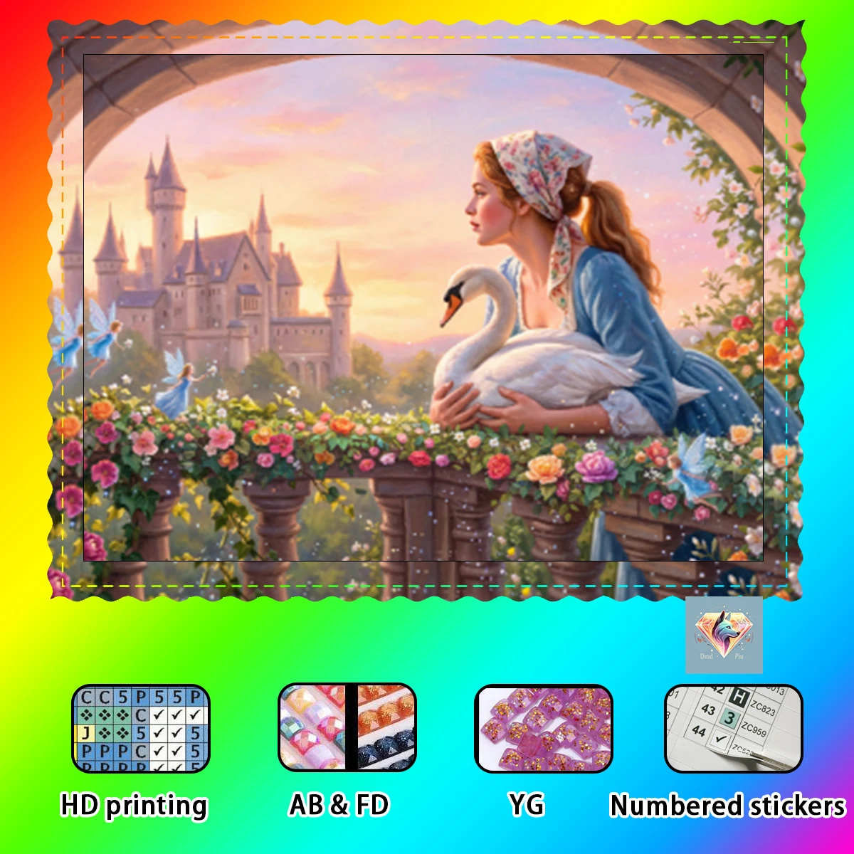 

【Piu Diamond Art】Набор для алмазной вышивки «Девочка и её домашний гусь» из 100% смолы FD+AB+CR. Идеальное произведение, которое стоит приобрести.