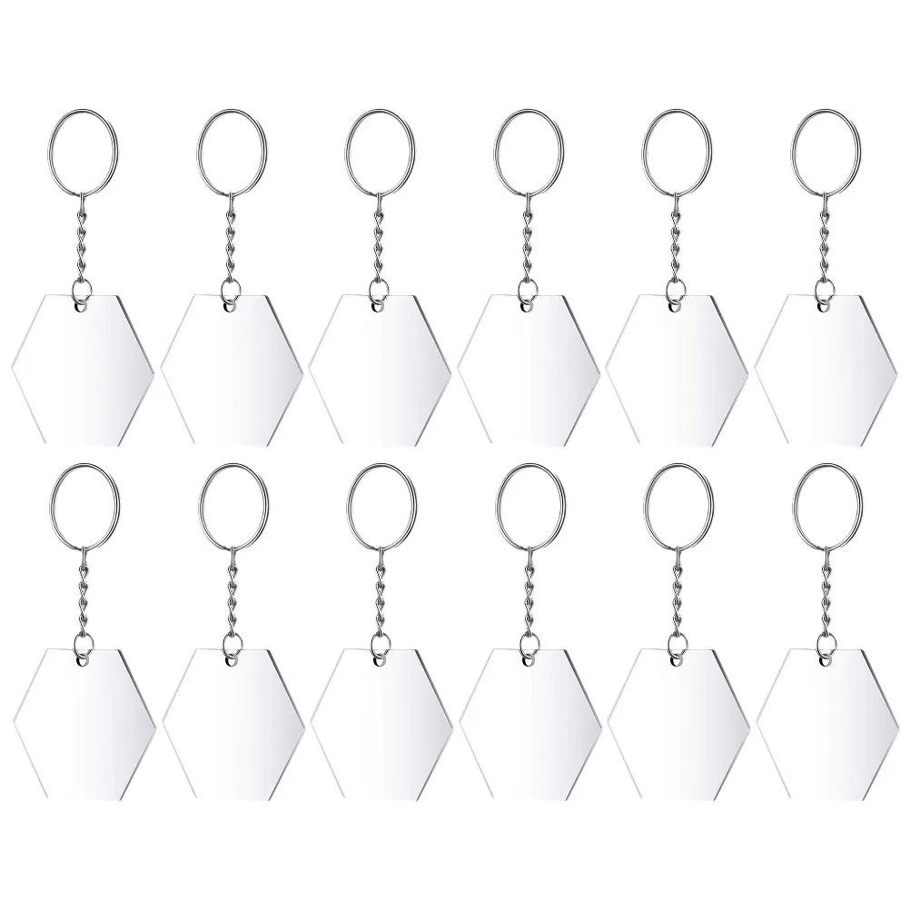 48Pcs Acrylic Keychain Transparent Blank Round DIY Crafts Set Keyrings Lightweight Smooth Edges Custom Gift Accessories